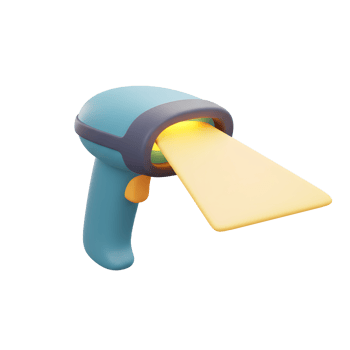 3D Rendered Blue Barcode Scanner Light Beam Pastel Style png