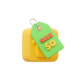 Yellow Light Switch Sale Tag Zero Dollar Price 3D Render png