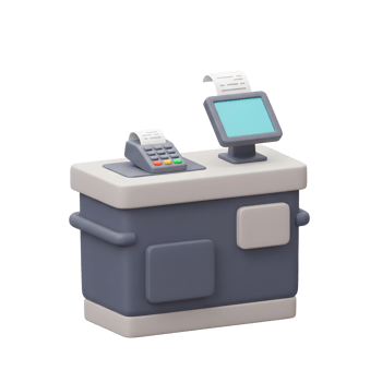 Modern Point Of Sale System 3D Render Gray Countertop png
