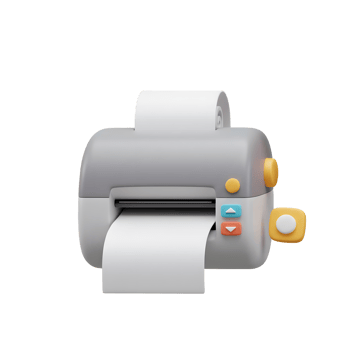 Cute Cartoon Printer 3D Model Social Media Icons png