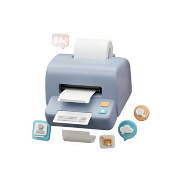 Modern Pastel Printer 3D Render Social Media Icons png