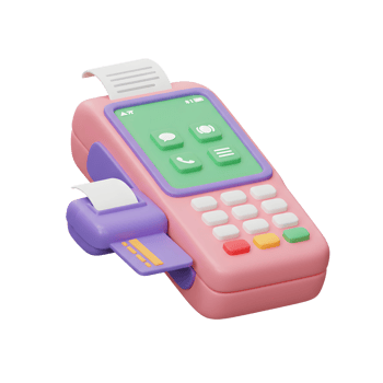 Pastel Pink POS Terminal Digital Payment Device Receipt Printer png