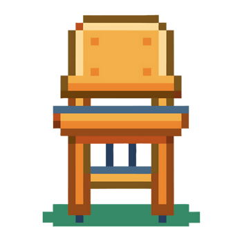 Simple pixel art representation of a high chair designed for infants and toddlers png