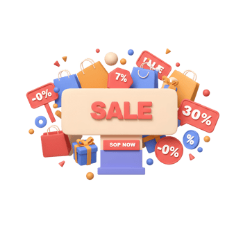 Colorful 3D Sale Banner Shopping Bags Gifts Discount Offers png