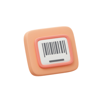 Peachy Orange 3D Barcode Icon Simple Design Retail Tag png