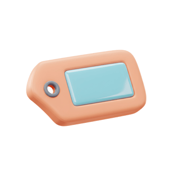 Peach Colored Tag Light Blue Label Blank Space 3D Render png