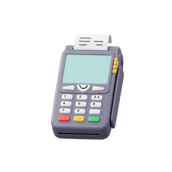 Purple Payment Terminal 3D Render Colorful Buttons Receipt png