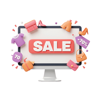 Online Fashion Sale Colorful 3D Items Computer Screen Promotion png