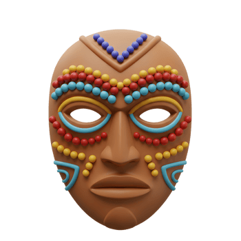 Colorful Tribal Mask 3D Render Vibrant Beads Brown Face Festive Design png