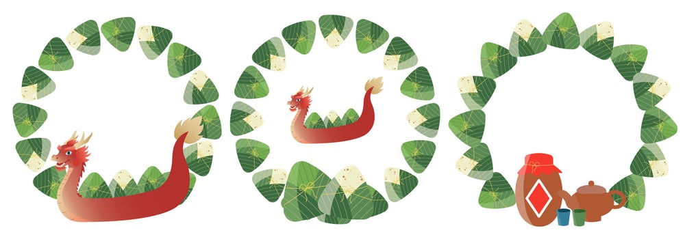 Set of decorative frames for Dragon Boat Festival vector