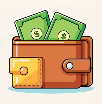 Stylized Wallet Illustration Filled With Money In A Clean And Simple Design vector