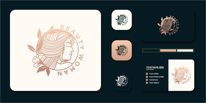 Beauty women logo inspiration with business card vector