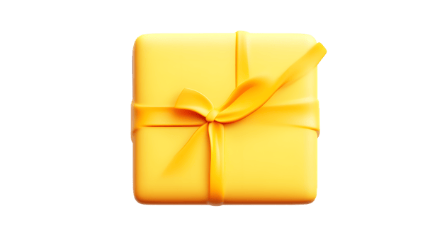A beautifully wrapped gift box in vibrant yellow perfect for celebrations and festive occasion png