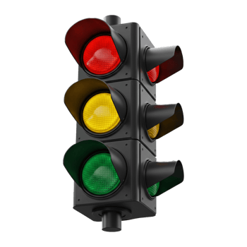 Colorful traffic light signaling safe road usage for vehicles and pedestrians png