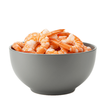 Shrimp served in a bowl, ready for culinary preparation or serving png