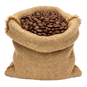 Roasted coffee beans in a bag ready for brewing a delicious cup png