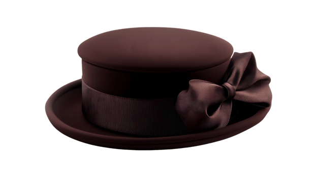 Elegant Brown Top Hat with Ribbon Bow for Fashion and Costume Design png