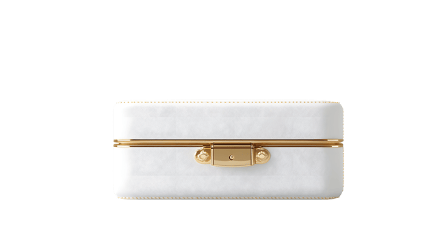 Elegant White Leather Box with Gold Clasp and Stitching Ideal for Luxury Packaging or Gift Pre png