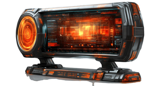 Futuristic Technology Interface Display SciFi Computer Screen with Orange Glowing Lights png