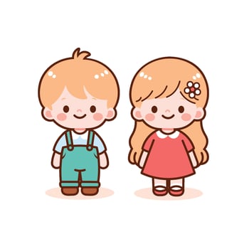 Cute Blonde Boy and Girl, Kids Clipart for Educational Craft Use vector