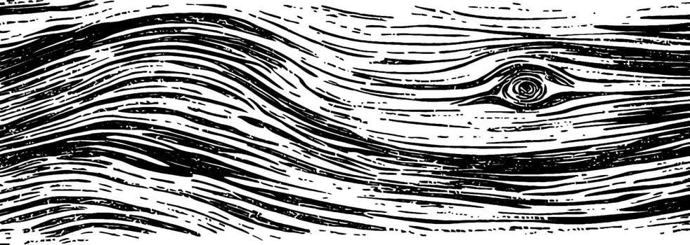 Vintage woodcut illustration displaying distressed texture in flowing lines and patterns vector