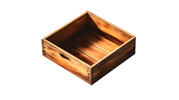 Wooden Crate Isolated on Black Background Ideal for Storage Display and Decorative Purposes png