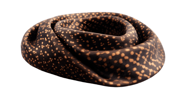 Abstract Dark Fabric Swirl with Orange Spots Textile Texture Fashion Design Element png