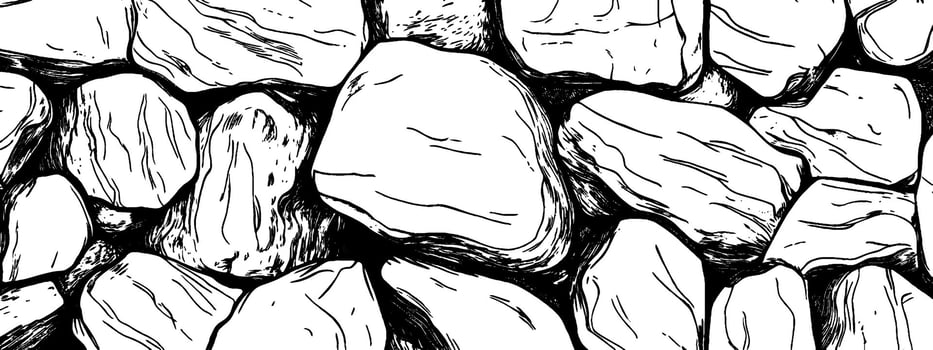 Vintage woodcut illustration showcasing worn stone texture in detailed black and white vector