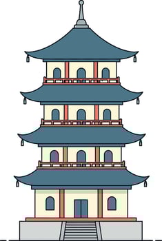 Traditional Asian pagoda building design in a flat style art vector