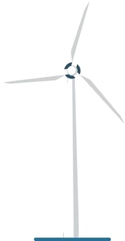 Wind turbine standing tall in a flat and minimal design style illustration vector