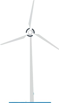 Wind turbine in a minimalistic design showcasing renewable energy in flat art vector