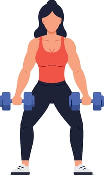 Strong woman lifting dumbbells in a minimalistic fitness environment showcasing art vector