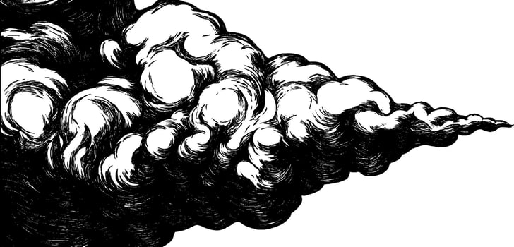 Elegant vintage woodcut illustration capturing the art of swirling smoke forms vector
