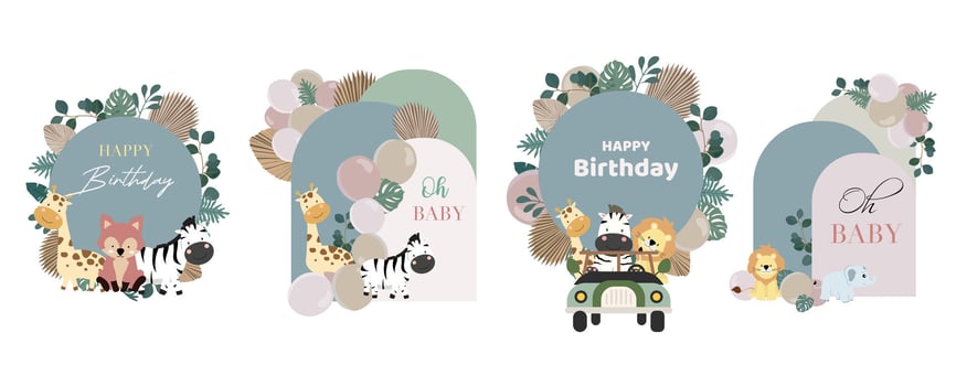 boho animal backdrop with safari style vector