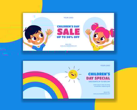 Cartoon Template Background for International Children's Day Horizontal Banner Illustration vector