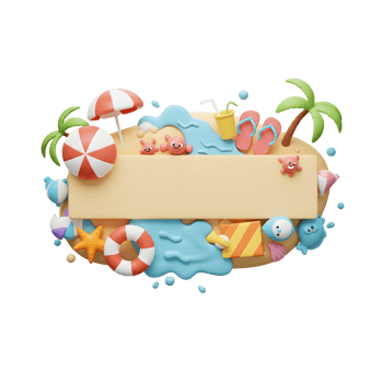 Creating Fun Summer Beach Scene with Place for Text 3D Render png