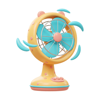 Rotating Portable Fan with Air Movement Illustration on Isolated Background png