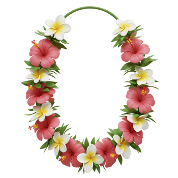 Creating Tropical Flower Lei Floral Garland with Hibiscus and Plumeria png