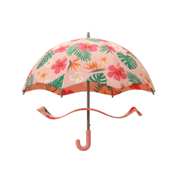 Open umbrella with floral pattern illustration against a white background png