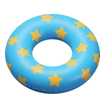 Isolated Blue Swim Ring with Yellow Stars Summer Fun png