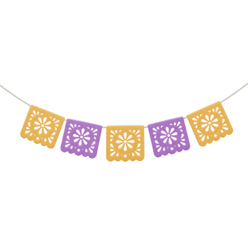 Hanging festive bunting banner with flower design for decoration png