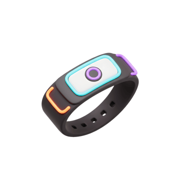 Wristband Fitness Tracker Device with Colorful Accents Isolated on White png
