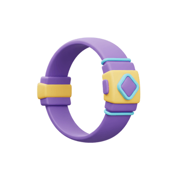 Isometric Purple Smartwatch Rendering with Yellow and Cyan Accents Isolated png