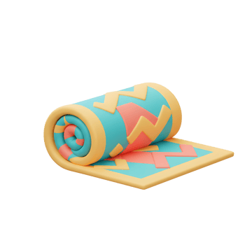 Rolled Colorful Mat with Geometric Design on a White Background png