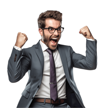 Business triumph celebration corporate office realistic photo professional environment close-up view success concept png