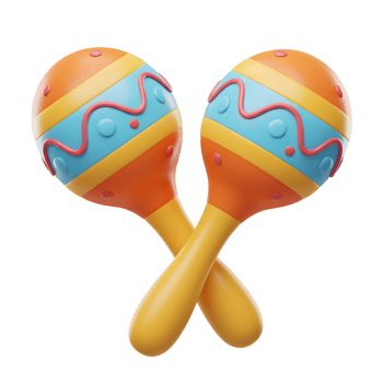 Two Colorful Maracas Shakers Crossed Together for Celebration Isolated png