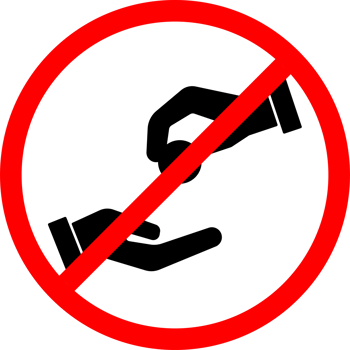 symbol of forbidden to give money to beggars. Hand holding coin sign. hand give coin sign. forbidden to beg. no beggar png