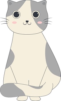 Cute Cartoon Cat Illustration Isolated on White Background. vector