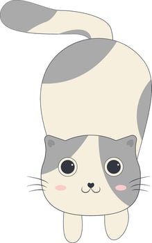 Cute Cartoon Cat Illustration in Flat Design vector