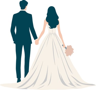 Groom and Bride Wedding Back. vector